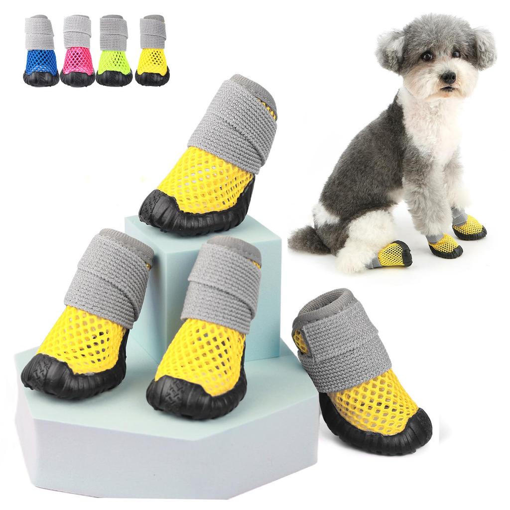 Breathable Mesh Small Dog Shoes, Anti-slip Rubber Sole, Adjustable Paw Protectors For  Pavement, Walking Running Boots Summer