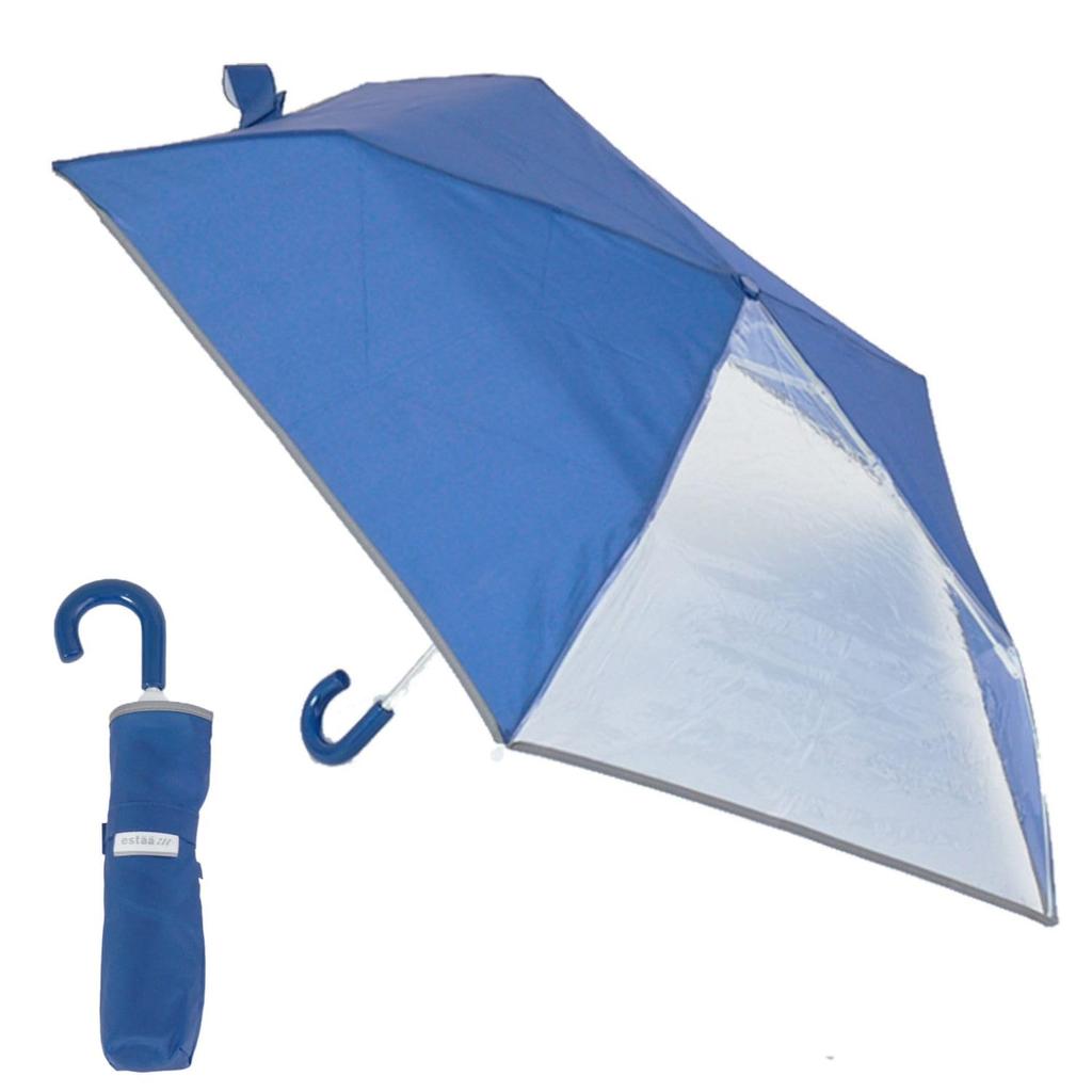 Estaa Kids Folding Umbrella with Transparent Window Windproof Plain UV 50cm 10357 Navy Blue