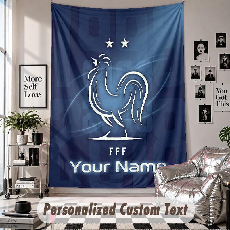 Custom Tapestry Wall Hanging, France national football team Personalized Name Text Home Wall Decor