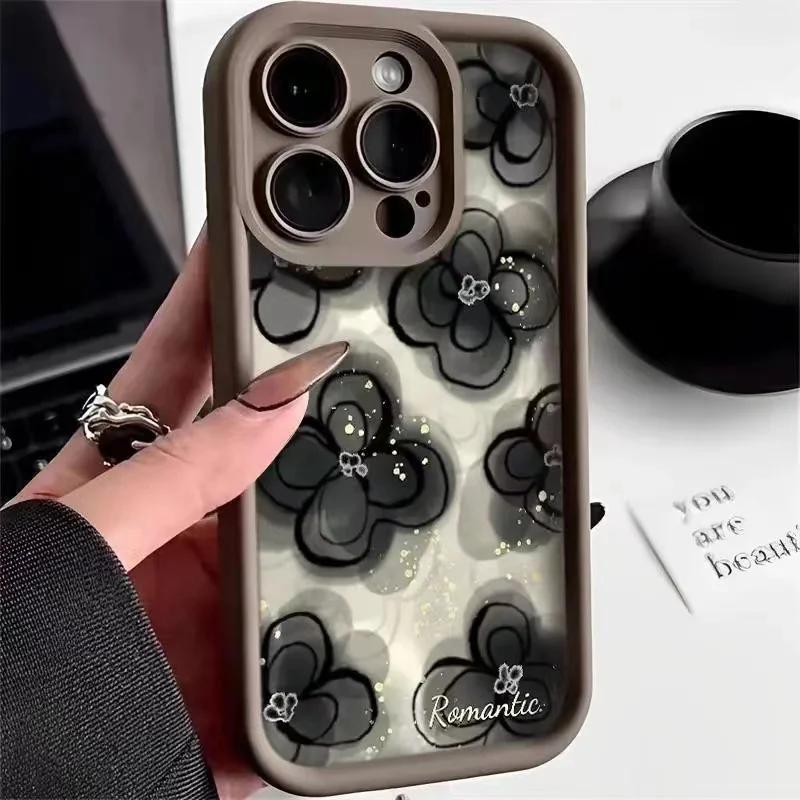 Nice Butterfly Flower Silicone Phone Case For iPhone 15 12 13 14 11 Pro Max XR XS X 7 8 Plus Shockproof matte Soft Cover