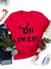 Новый год Женская одежда с принтом Футболка Праздничные топы Мода Смешная надпись Олень Тренд Веселое Рождество Фестиваль Женская графическая футболка