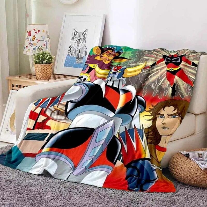 G-Goldorak Pattern Print Flannel Blanket,for Couch, Bed, Sofa, Office-Soft and Soothing Printing Blanket For All Season