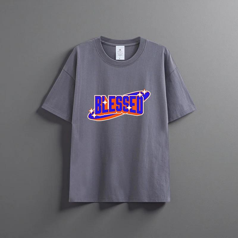 Летняя новая универсальная футболка унисекс из чистого хлопка, модная повседневная футболка с круглым вырезом, дышащая, свободного кроя, с принтом, с короткими рукавами