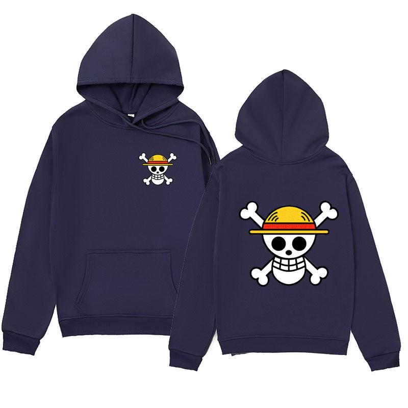 Mens Oversized Hoodie With Anime One Piece Print Casual Streetwear Loose Fit Cotton Sweatshirt Winter