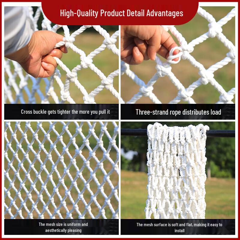 Pucheng White Nylon Safety Net with 6mm Rope, 3cm Mesh