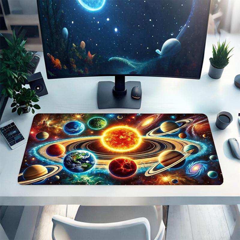 1Pc Cosmic Solar System Journey Gaming Mouse Pad Keyboard Desk Mat Non-slip Rubber Lock Edge Waterproof Computer Mousepad for Office Home Decor Y16