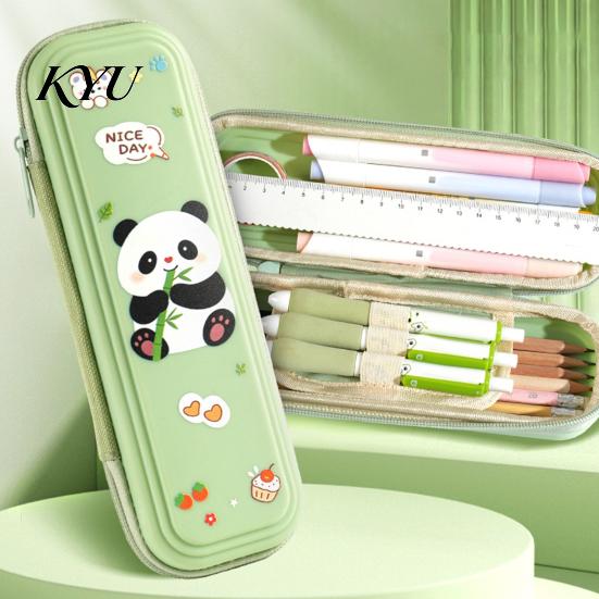 Back to School Gift for Girls Kids Pencil Case with Multi Compartment, Astronaut/Rabbit/Panda/Cat Cartoon Compact Schoolbag Accessory Pouch