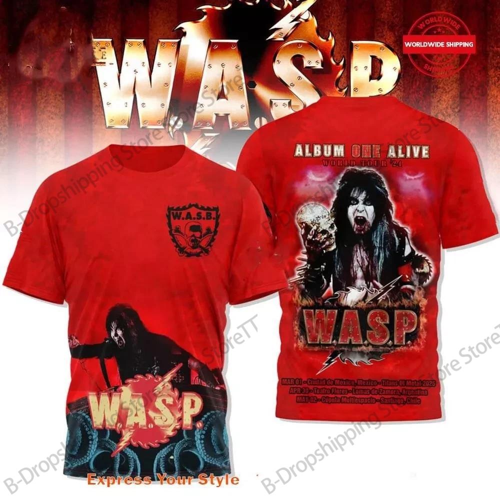 Винтажная футболка WASP Rock Hip Hop 3D-печать Унисекс футболка Весна Ретро Уличная с коротким рукавом Харадзюку Повседневный Американский топ