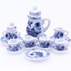 Miniature Dollhouse Accessories Miniatures Stuff Realistic Mini Tableware Tea Cup Set Teapot Plates Porcelain DIY Decor Ornament for Kitchen Party