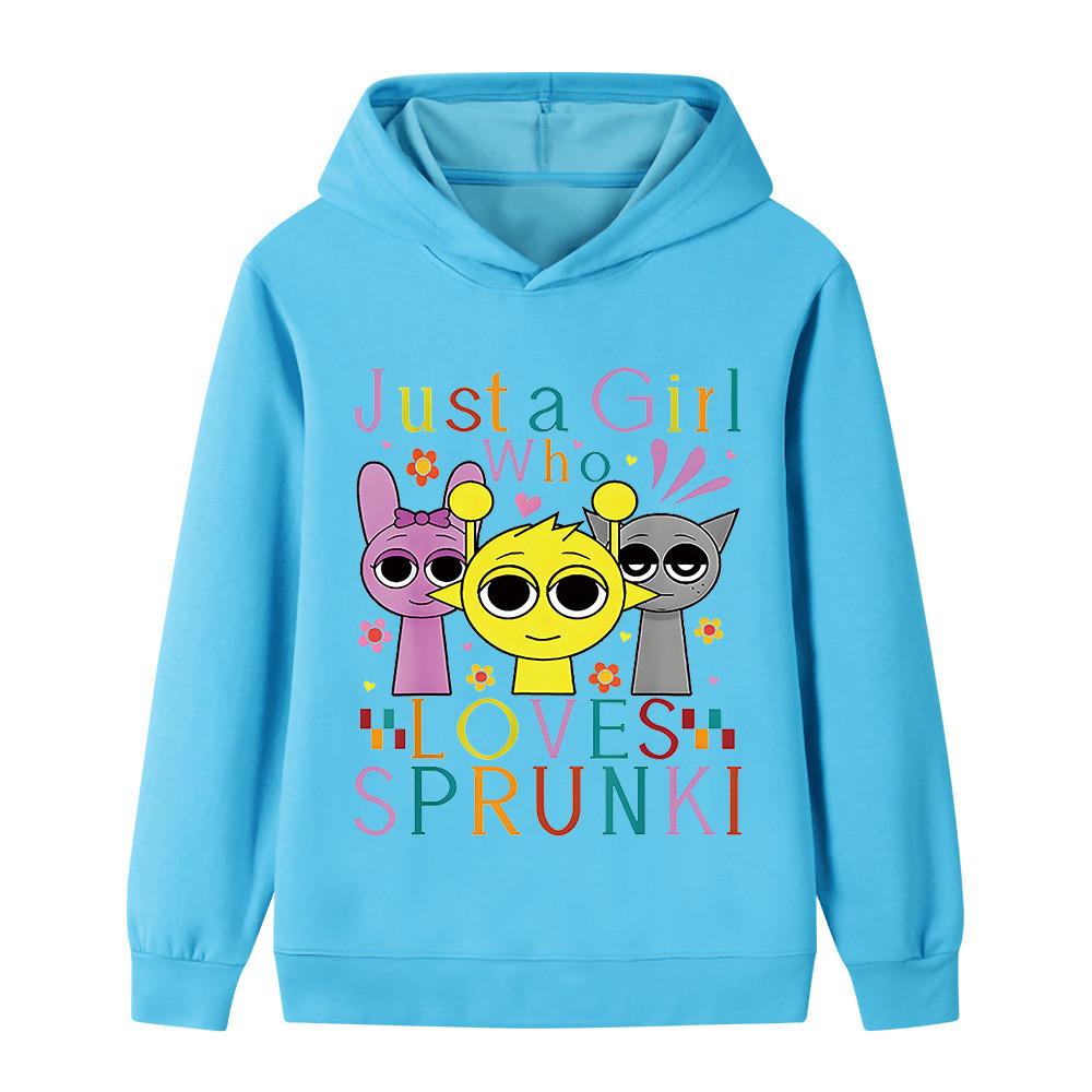 B1056 Kids Boys Girls Sprunki Cartoon Cute Print Long Sleeves Hoodie