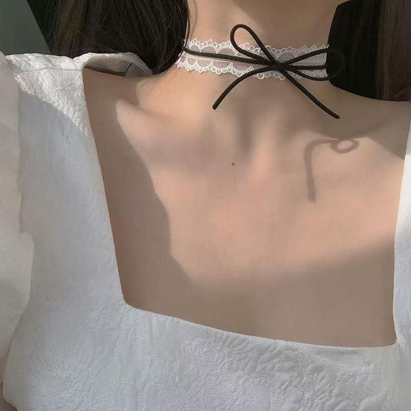 Корейская мода кружевное ожерелье-чокер с бантом элегантное женское сетчатое ожерелье аксессуары для девочек