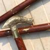 Handmade Brass Antique Fish Head Handle Victorian Walking Stick Wooden Cane Gift