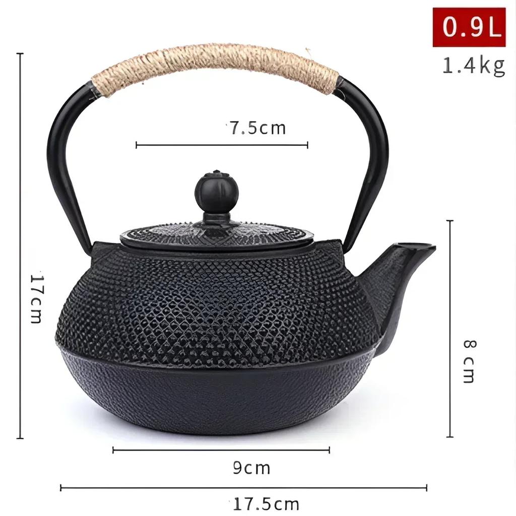 900ML Teapot Iron Tea Kettle High-capacity for Boiling Water Kitchen Teaware Drinkware Set Oolong Tabletop Decor Charcoal Stove