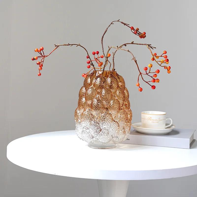 Стеклянная ваза Абстрактный зернистый градиент Ваза для цветов Гидропонные аксессуары Стеклянный террариум Аксессуары для украшения дома