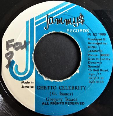 7-дюймовая пластинка GREGORY ISAACS - Ghetto Celebrity НЕТ Jammy's Records 1989 Ямайка Регги, Ска и Даб Б/У