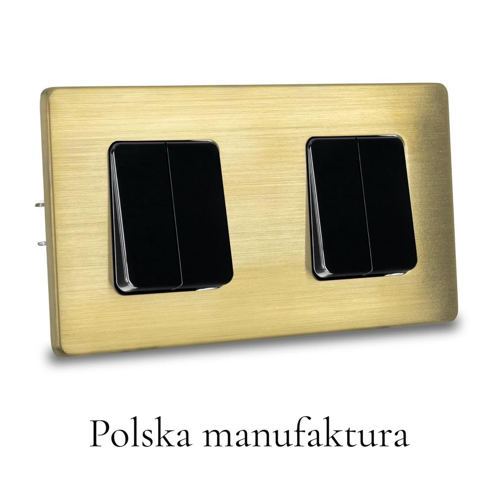 Włącznik światła poczwórny czarny schodowy stal szczotkowana pvd brass