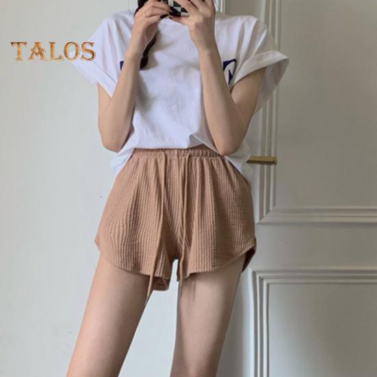 Женские летние спортивные шорты с эластичным шнурком и высокой талией, свободные однотонные мягкие быстросохнущие дышащие женские мини-шорты для бега с резинкой