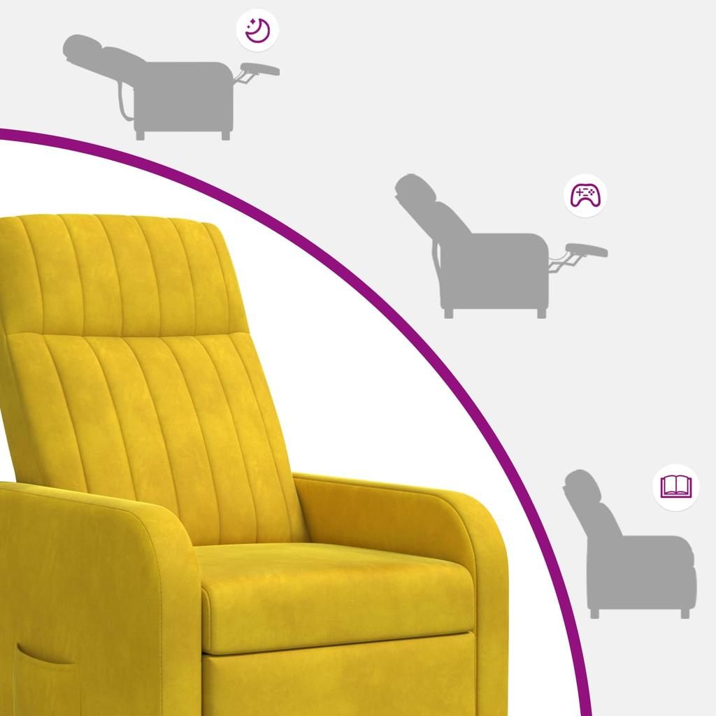 Recliner Chair Yellow Velvet (V)