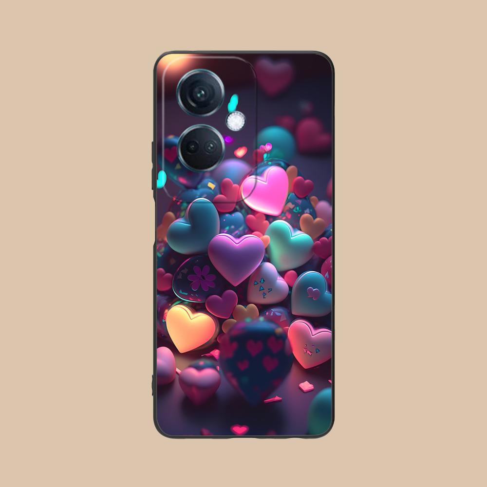 Светящийся чехол для телефона OPPO Reno 14 13 12 11 10 9 8 7 6 5 F T Pro 5G в стиле Y2K с рисунком в виде сердечек, цветной, для смартфона, роскошный