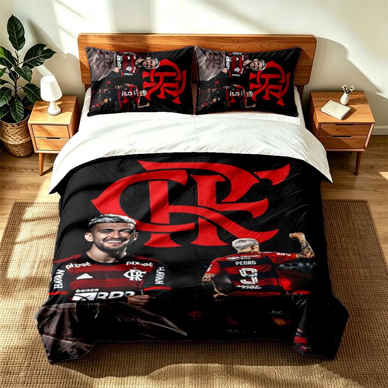 Clube de Regatas do Flamengo (1) 3pc set suitable for master bedrooms soft and comfortable an ideal gift for family and friends Includes one duvet cov