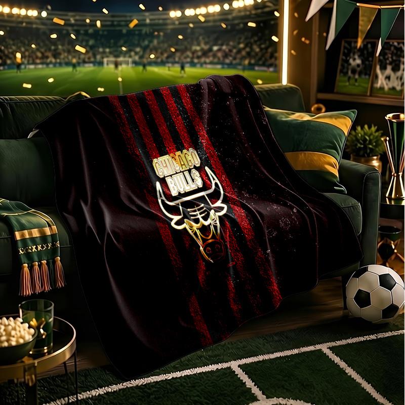 Chicago-Bulls Logo Throws Blanket Flannel Blankets Plush for Couch Bed Gifts for Men Women Travel picnic blanket Christmas fan gifts