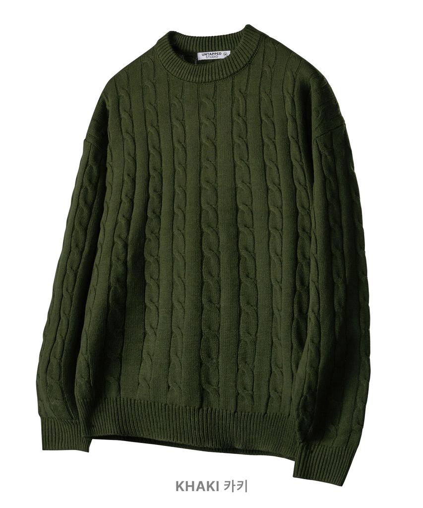 UNTAPPED STUDIO [Set] Oversized Cable Collar Knit Or Oversized Round Knit (Type A)