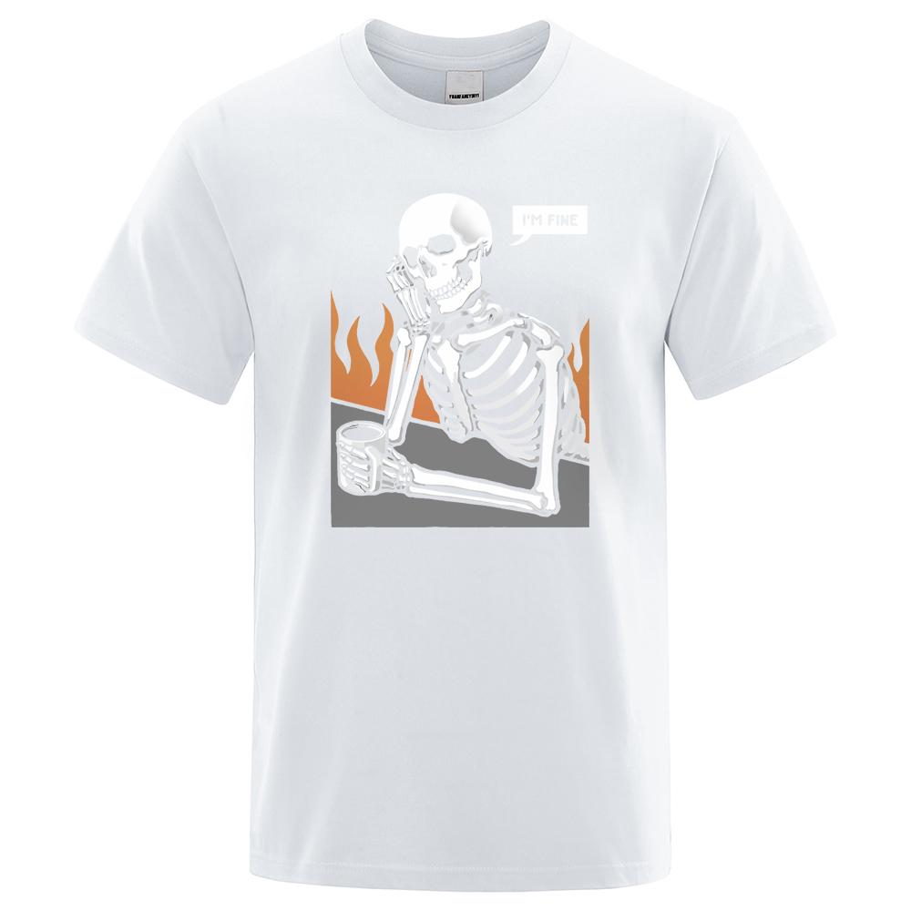 Футболка с принтом «Скелеты в медитации и Keep Alone» для мужчин, модные хлопковые футболки, футболки больших размеров, хлопковые топы