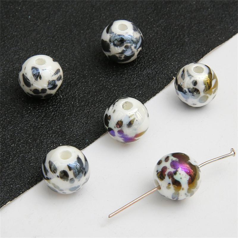 20 шт., 12 мм, керамические гладкие круглые бусины с узором всплеска чернил, для изготовления ювелирных изделий, очаровательное украшение «сделай сам»