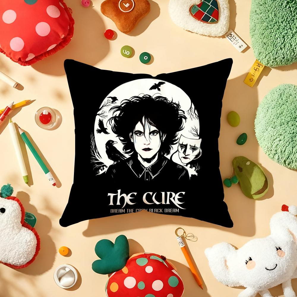 Vintage The C-Cure Rock Band Cushion Cover Plush Fabric Soft Double-Sided Printed Sofa Warm Winter Home Gift Pillow Cover