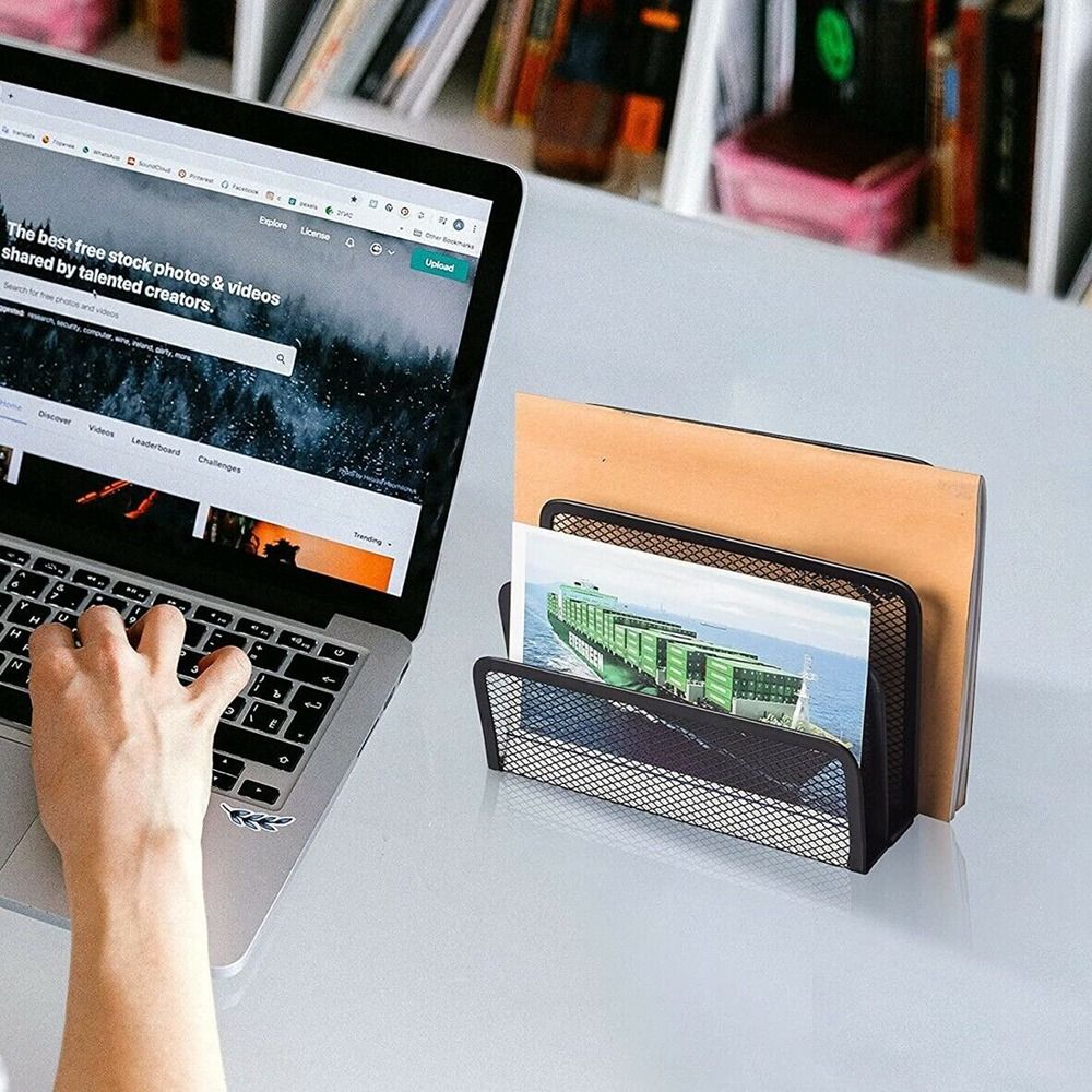 Card Shelf Folder Document Stand Mesh Storage Box Mesh Tray File Storage Rack Letter Paper Holder