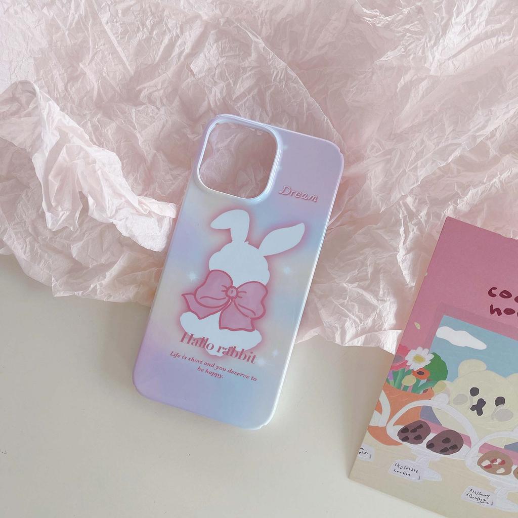 Pc Hard Shockproof Cute Rabbit Bunny Phone Case For Iphone 11 12 Promax 13 14 Pro Max Ins Happy Fundas Shell Capa