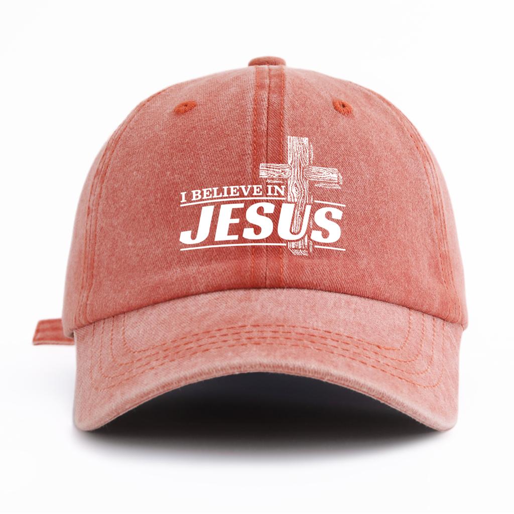 Pc JESUS Print Washed Baseball Cap for Adults Minimalist Retro Style Casual Soft Adjustable Dad Hat Perfect As Gift