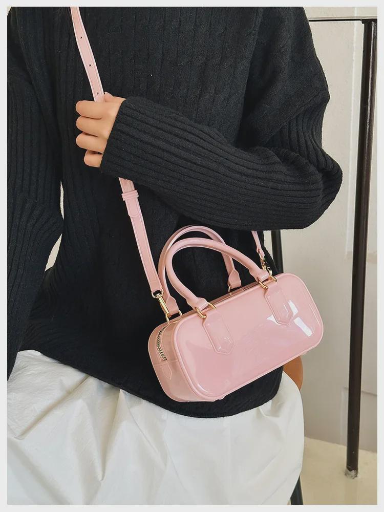 2025 Модная сумка-подушка через плечо из ПВХ-желе карамельного цвета - Большая вместительная женская сумка