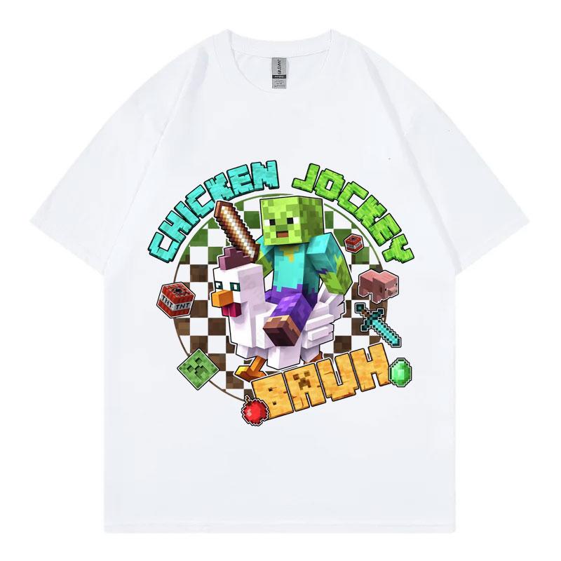 Funny Chicken Jockey Graphic T Shirts High Quality Fashion Y2k Clothing Tshirt Men Women Harajuku Cartoon Short Sleeve Tshirts