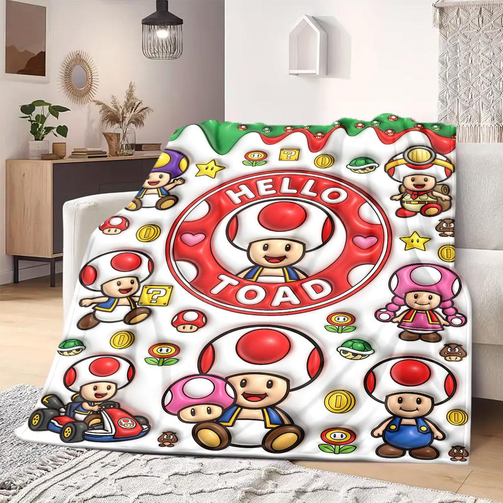 Mario Anime Print Blanket Warm  Comfortable Flannel Blanket Suitable for Bedrooms, Sofas, Beds, Chairs, Picnics, Travel