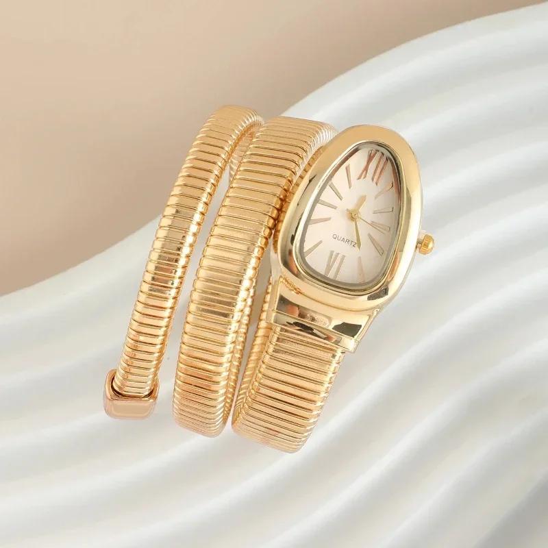 1pc-High Quality and Fashionable Women's Snake Head Alloy Case Exquisite and Luxurious Quartz Women's Watch