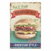 Hamburger Metal Tin Sign Plaque Vintage Burgers and Fries Metal Plate Poster Kitchen Restaurant Shop Wall Decor