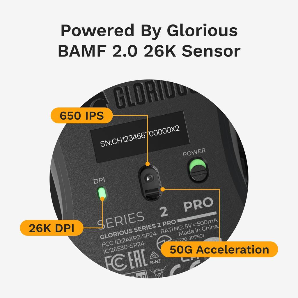 Glorious Series 2 PRO Wireless Wired and Wireless MS0736 4K/8KHz Mouse, Compatible, White, GLO-MS-S2PRO-WL-WHT