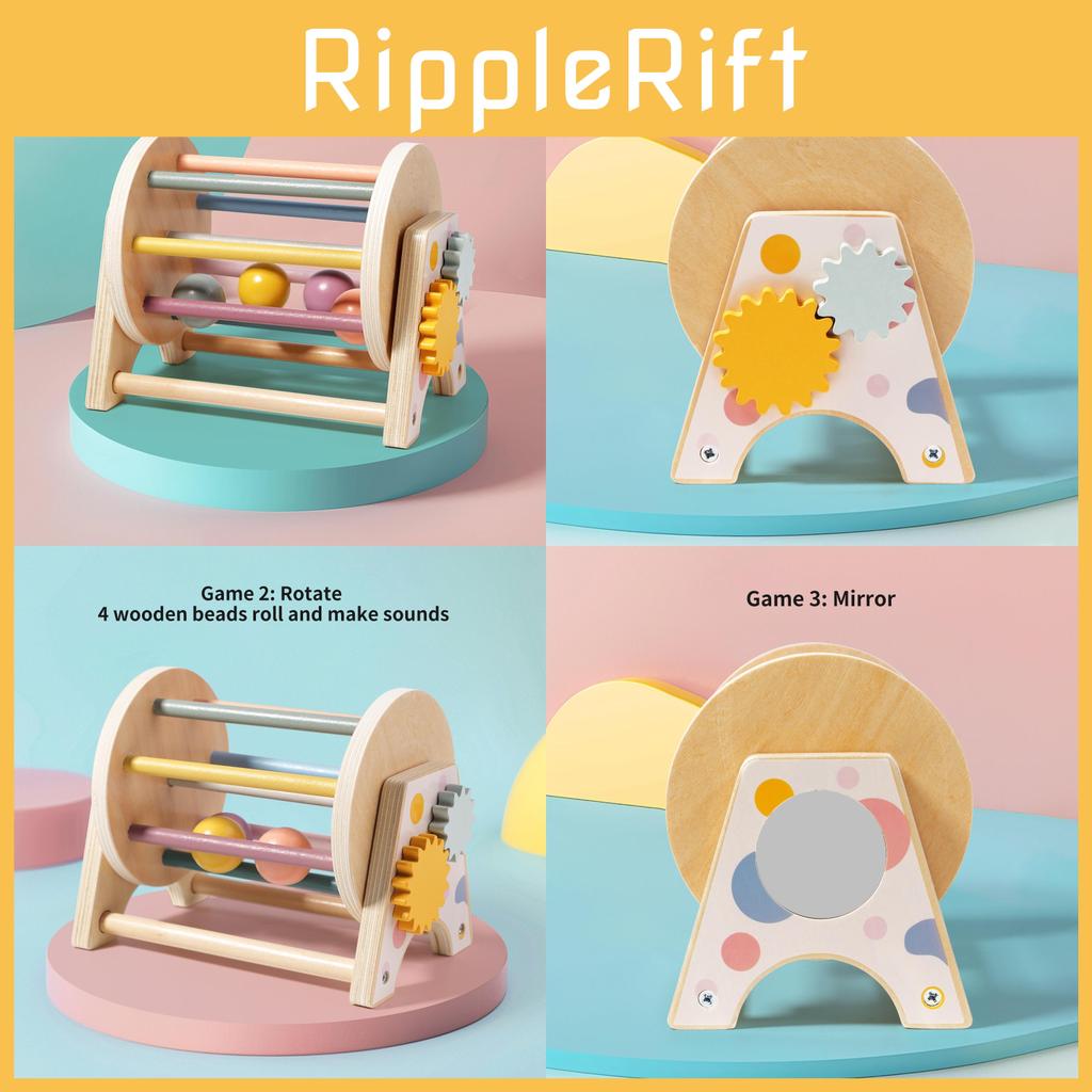 Wooden Montessori Threeinone Desktop Rattling Drum For Toddlers Educational Toy