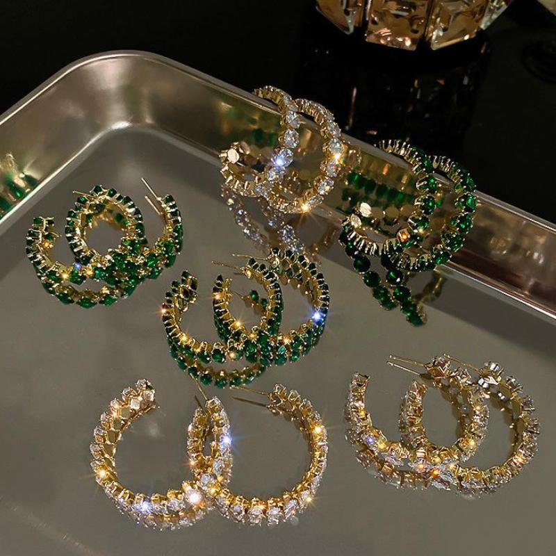 Циркон C-образные серьги, роскошные женские модные круглые серьги для девочек, вечерние ювелирные изделия, подарки