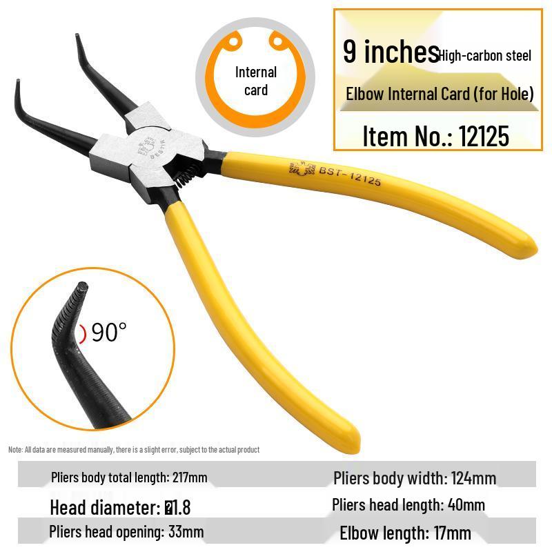Eagle Ring Pliers Set: Internal/External, Straight/Bent, Dual-Purpose, Multi-Function Spring Retaining Pliers