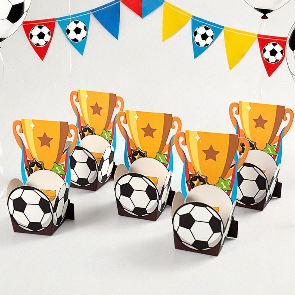 10Pcs/Pack Simple Soccer Party Treat Boxes Cartoon Football Trophy Box  Party Decor