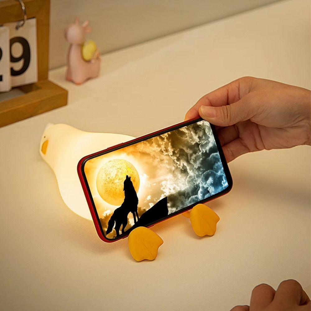 Rechargeable Lying Flat Duck Night Light Tap Control Eye Protection Sleep Atmosphere Light 3 Level Dimmable Silicone