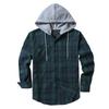 Men's Plaid Shirt Hooded Button Sweatshirt Men's Casual Fashion Sweatshirt