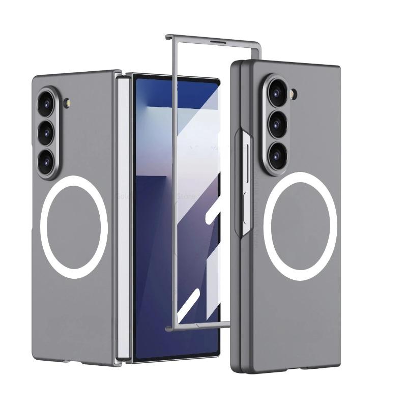 Роскошный магнитный беспроводной зарядный прочный ПК-чехол для Samsung Galaxy Z Fold 7 6 5 Полный комплект Экран передняя HD-пленка Ударопрочная крышка