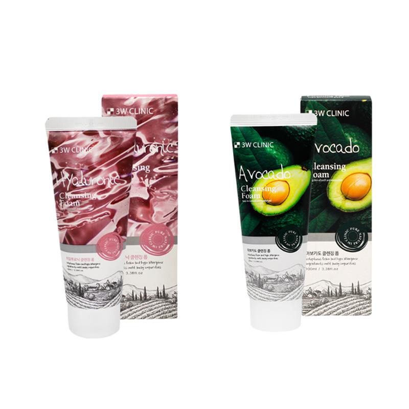 3w Clinic 5 видов очищающей пенки: Гиалуриновая кислота/Авокадо/Цитрон-С/Белый трюфель/Красный женьшень 100мл (20 вариантов)