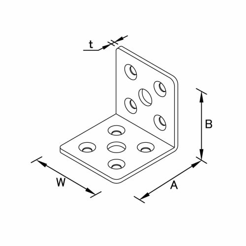 DAIDOHANT (Reinforcement Hardware) Black Multi-Purpose Hardware, L-Shaped, Iron (W)2.3 x (A)40 x (B)55mm (1 pc) 69104