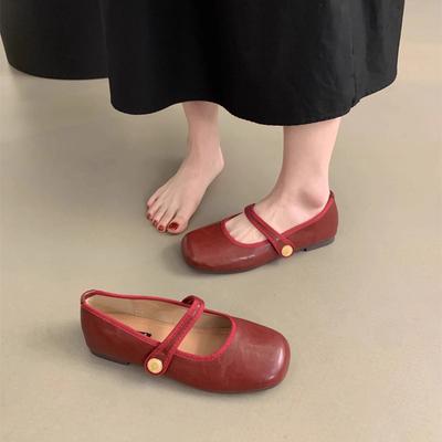 Легкие туфли-лодочки красного цвета, женские, новые весенне-осенние, корейская версия, французский ретро-сказочный стиль, балетки, мягкие, плоские, Мэри Джейн