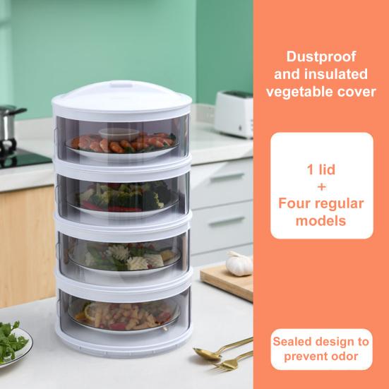 Insulated Vegetable Cover Multi-layer Stackable Food Box Anti-fly Dust-proof Heat Preservation Kitchen Supplies Picnic BBQ Helper