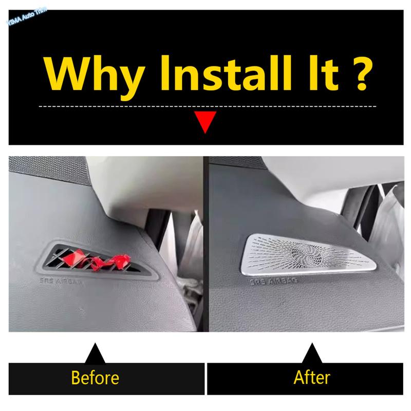 Stainless Steel Dashboard Front AC Air Conditioning Vents Frame Cover Trim For Toyota Corolla &Corolla Cross - 2025